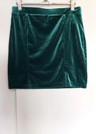 Велюровая юбка с разрезами4 фото