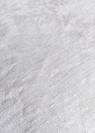 Біла велика льняна скатертина натуральна  вінтажна скатерть на прямокутний розкладний стіл вінтаж3 фото