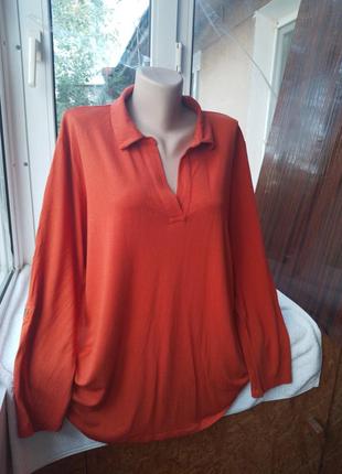 Брендовая вискозная трикотажная блуза блузка лонгслив большого размера мега батал5 фото