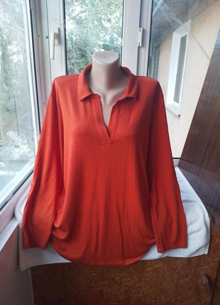 Брендовая вискозная трикотажная блуза блузка лонгслив большого размера мега батал3 фото