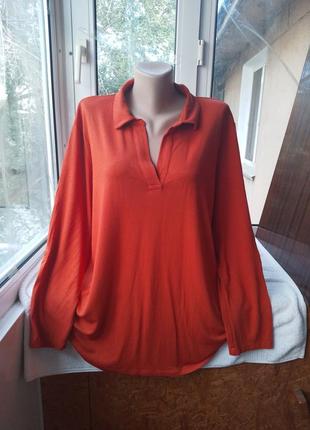 Брендовая вискозная трикотажная блуза блузка лонгслив большого размера мега батал2 фото