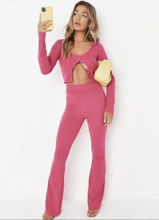 Костюм в рубчик рожевий ,кардиган брюки