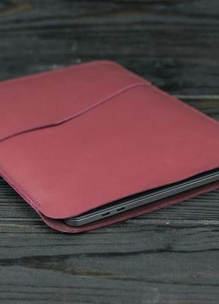 Кожаный чехол для macbook дизайн №30, натуральная кожа grand, цвет бордо4 фото