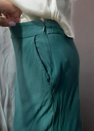 Длинная вискозная бирюзовая прямая юбка2 фото