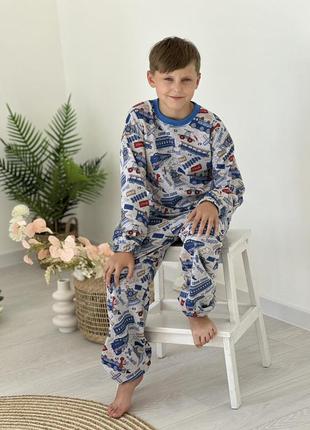 Теплая и удобная пижамка с начесом для мальчика, 98-146, 2-12 р