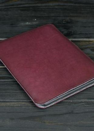Кожаный чехол для macbook дизайн №1 с войлоком, натуральная кожа итальянский краст, цвет бордо4 фото