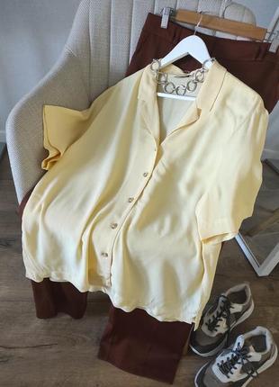 Женская рубашка блуза лимонная жёлтая на пуговицах6 фото