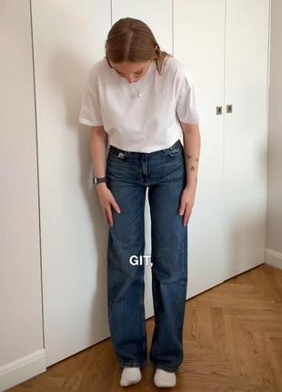 Джинси широкі довгі сині straight wide leg висока посадка 34 36 38 zara 6147/062