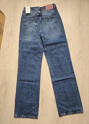 Джинсы широкие длинные синие straight wide leg высокая посадка 34 36 38 zara 6147/062
