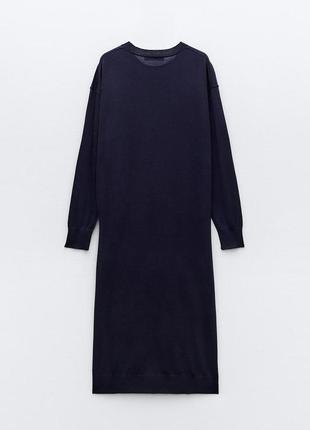 Тонкое трикотажное платье с содержанием шерсти zara s, m3 фото