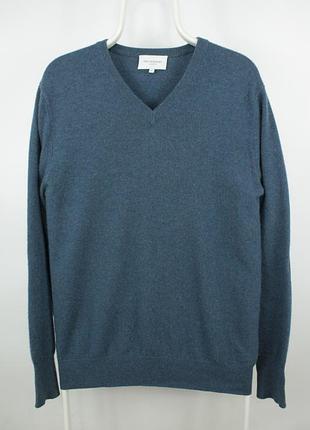 Шикарний кашеміровий люкс светр пуловер eric bompard blue cashmere v-neck pullover sweater