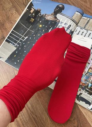 Трендовые капроновые красные носки ❣️3 фото