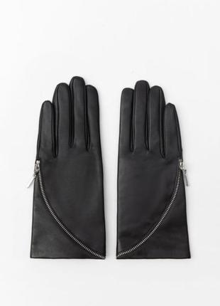 Кожаные перчатки женские zara 100% кожа