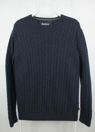 Якісний брендовий светр пуловер barbour cable knit navy wool linen sweater pullover
