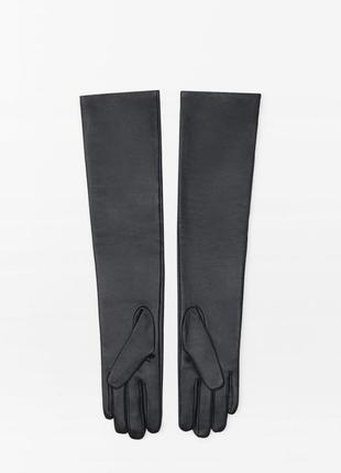 Кожаные высокие перчатки женские zara, 100% кожа3 фото