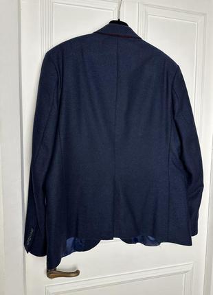 Синий шерстяной пиджак в елочку из мужского гардероба оверсайз8 фото