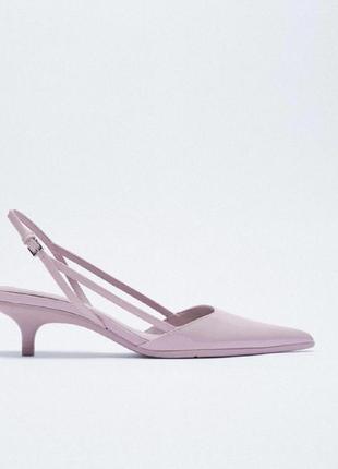Лакированные нежные туфли на каблуке zara2 фото