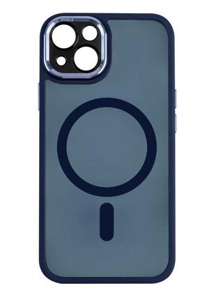Чохол tpu+pc+metal calais with magsafe для iphone 14 колір dark blue