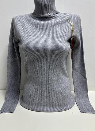 Гольф водолазка milano в рубчик, серого цвета!