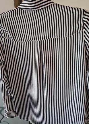Блуза рубашка в черно белую полоску шелковая.8 фото