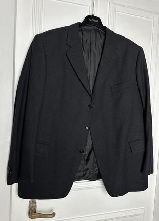 Черный плотный шерстяной пиджак с мужского плеча оверсайз
