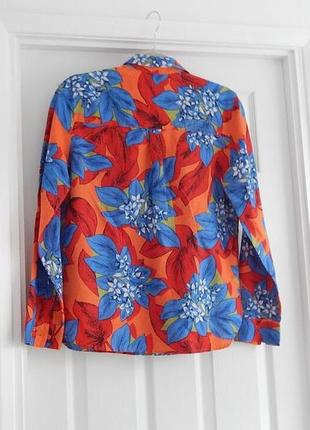 Новая!яркая свободная базовая льняная рубашка/ блуза лен в цветы marks &amp; spencer4 фото