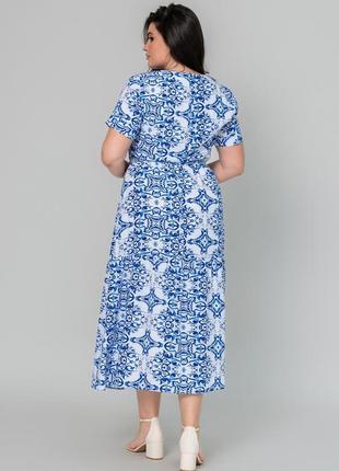 Легкое летнее штапельное женское платье миди больших размеров4 фото