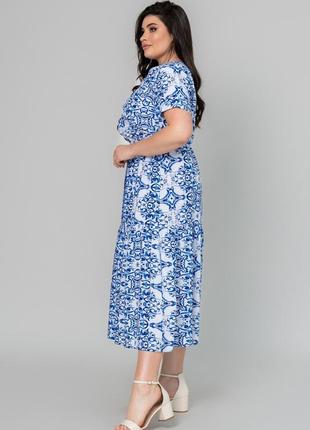 Легкое летнее штапельное женское платье миди больших размеров2 фото