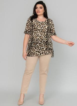 Женская качественная шифоновая туника с леопардовым принтом1 фото