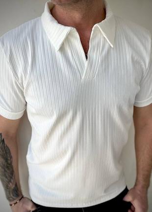 Мужская футболка поло, белая2 фото