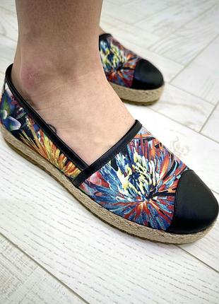 Кожаные лоферы эспадрильи