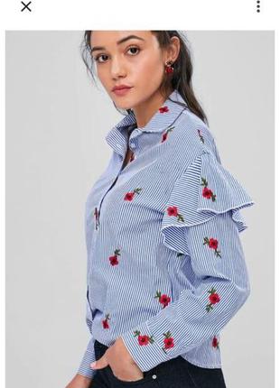 Красивая блузочка в полоску с вышивкой в цветы forever 21 s