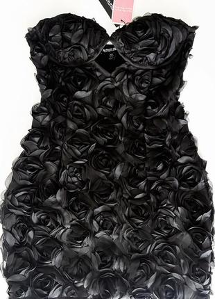 Платье корсетное роза розы черное с хс
