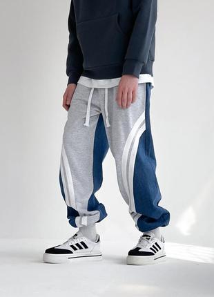 Штаны pipes синие