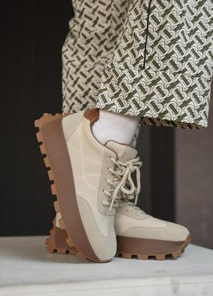 Женские кроссовки samanta beige/brown