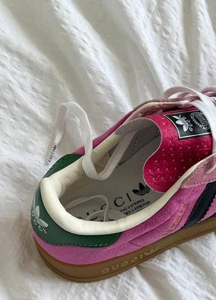 Кросівки adidas gazelle x gucci pink green3 фото