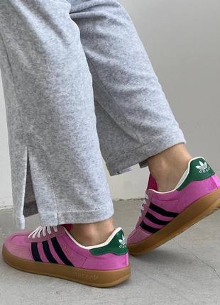 Кросівки adidas gazelle x gucci pink green8 фото