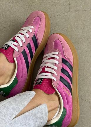 Кросівки adidas gazelle x gucci pink green