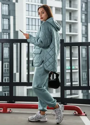 Оверсайз куртка сорочка стьобана вільного крою2 фото