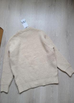 Светр кофта в'язаний бежевий waffle knit s m zara 3166/4036 фото