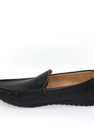 Мужские черные летние туфли мокасины с перфорацией кожаные, экокожа,человечная летняя обувь перфорация7 фото