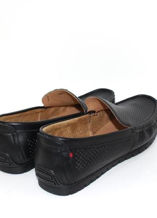 Чоловічі чорні літні туфлі мокасини з перфорацією шкіряні,екошкіра,чоловіче літнє взуття перфорація2 фото