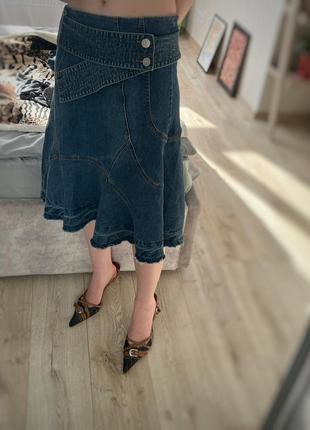 Джинсовая юбка-миди в стиле y2k grunge2 фото