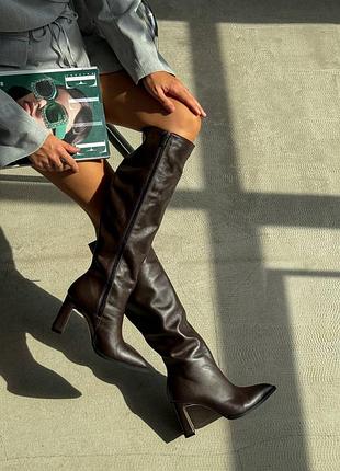 Шкіряні жіночі ботфорти демі/зима