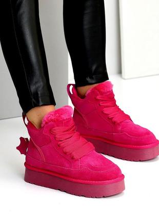 Женские ботинки натуральная замша и кожа зима бежевые,черные,лео, графит, фуксия