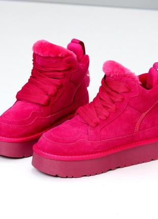 Женские ботинки натуральная замша и кожа зима бежевые,черные,лео, графит, фуксия