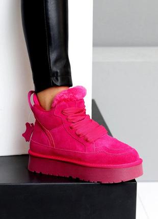 Женские ботинки натуральная замша и кожа зима бежевые,черные,лео, графит, фуксия