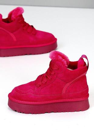 Женские ботинки натуральная замша и кожа зима бежевые,черные,лео, графит, фуксия