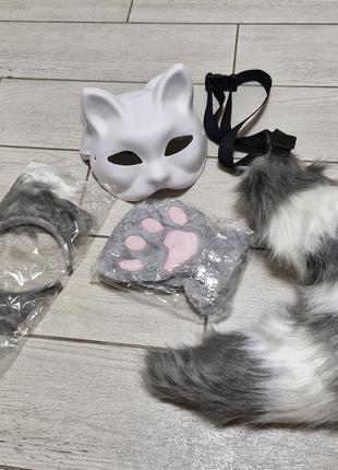 Набір квадробера: маска для самостійного декору, хвіст 57см, перчатки,  вушка