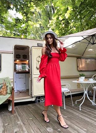 Довга лляна сукня з довгими рукавами вільного крою❤️ хітове плаття з льону